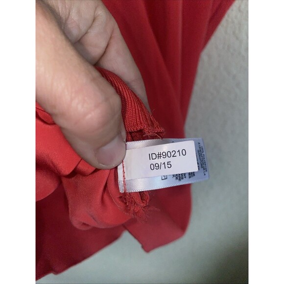 Vintage Express Red Blouse Shirt SS Loose Y2K Romantic Holiday Elastic Tummy SP - Picture 7 of 7